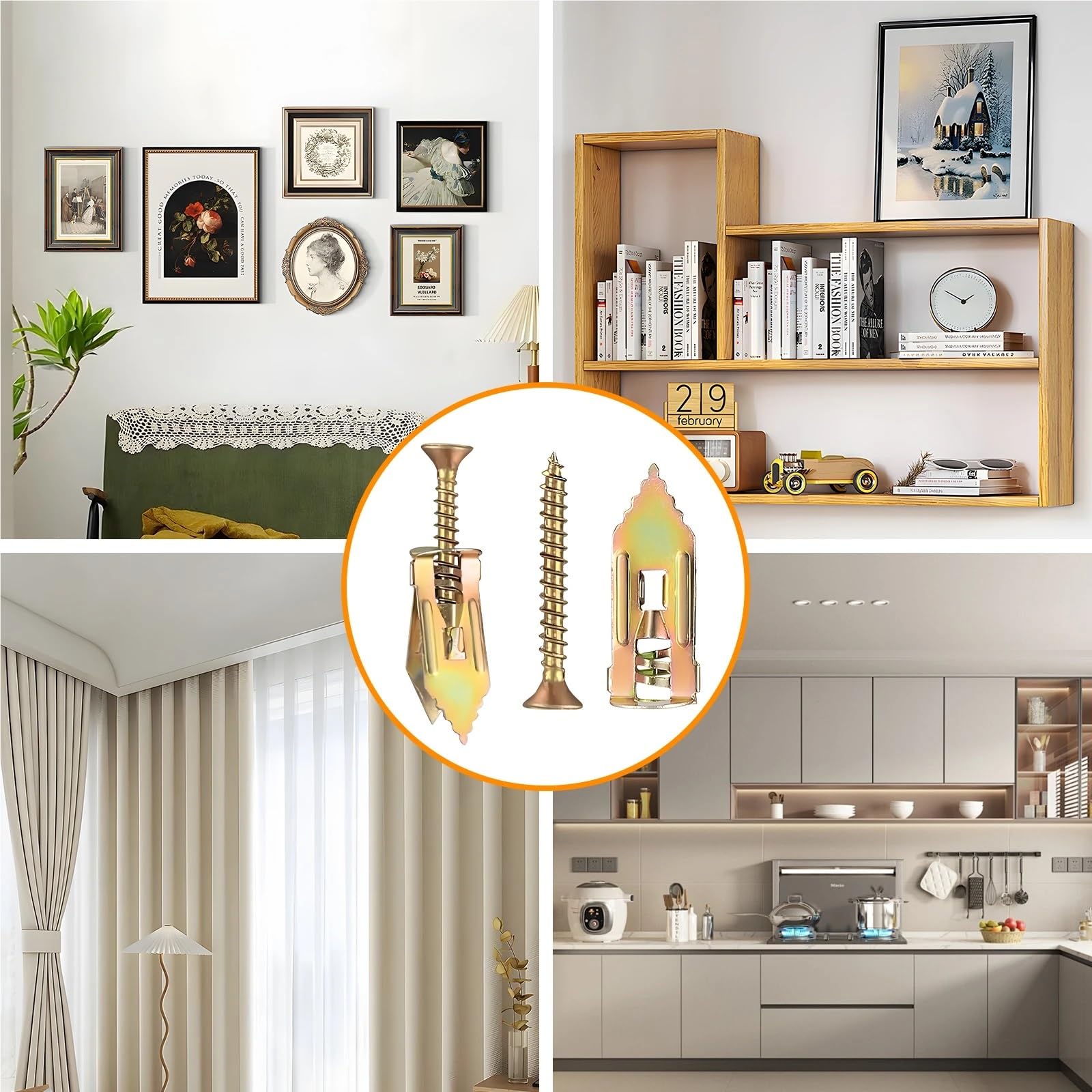 Upgrade Heavy Duty Drywall Self Drilling Anchor Kit Galvanized Spring Steel Expansion Screw Anti Corrosion Anti Stripping Thread No Damage Wall Mount Fasteners