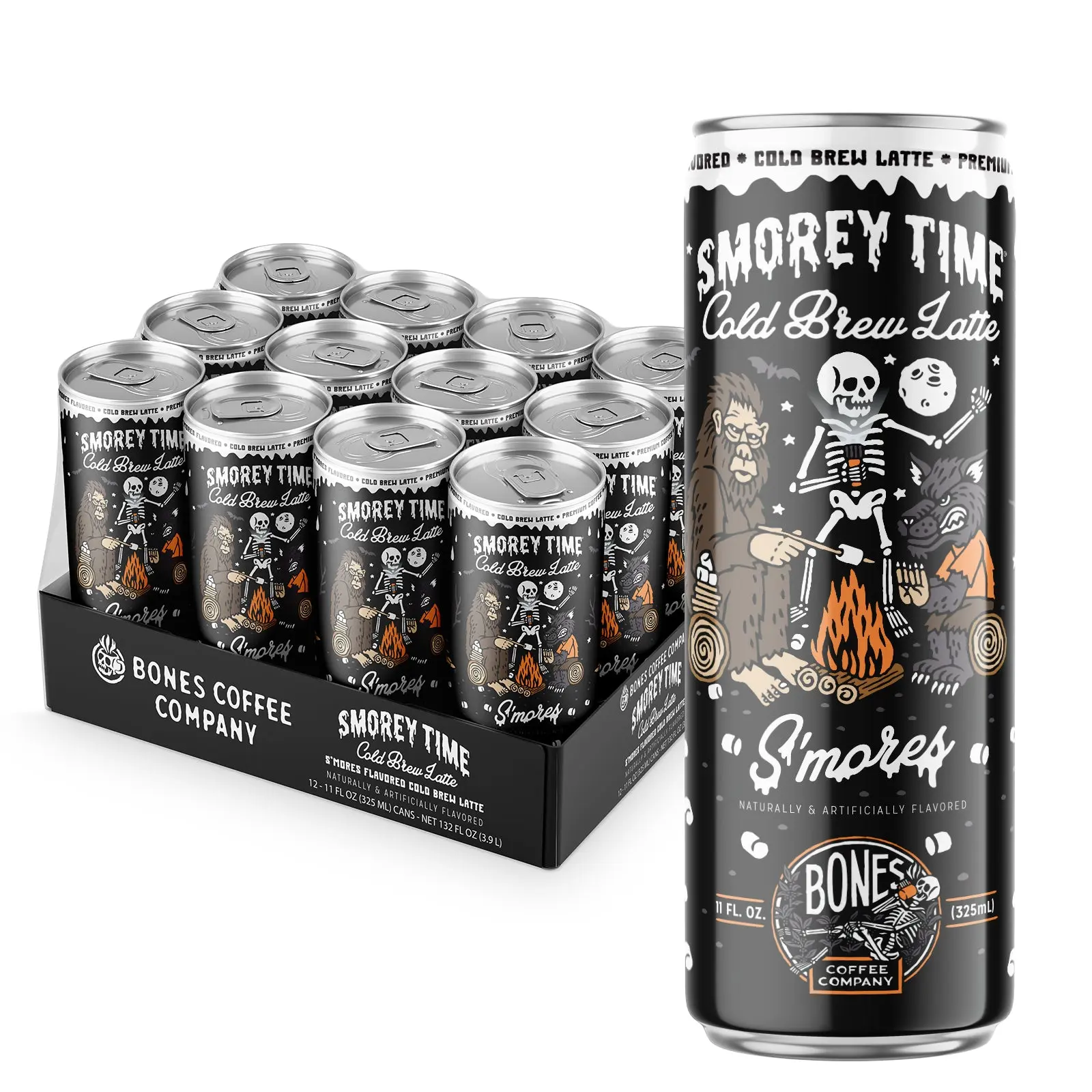 Bones Coffee Company | S'morey Time Cold Brew Latte S'mores 12 Pack Ready to Drink