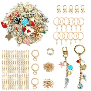 281 Piece Keychain Making Kit, DIY Jewelry Craft Tools, DIY Jewelry Accessories, Sweet Style Keyring Set, Birthday Gift, Christmas Present, Thanksgiving Gift