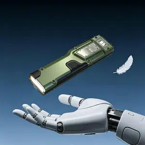 High Lumen Rechargeable LED Flashlight 1500 Lumen Flat Flashlights, 8 Modes Dual-Switches COB Flashlight with Digital Display,IPX5 Waterproof Stainless Steel Pocket Flash Light for Camp, hiking fishing and outdoor emergency Gift for Men