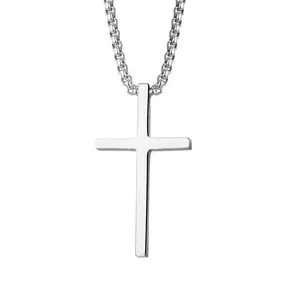 Men's Stainless Steel Cross Pendant Necklace - Ins Style Long Chain, Hip-Hop Vibe, Cross Necklaces, Chain for Boyfriend, Ideal Gift for Male Loved Ones on Thanksgiving, Christmas
