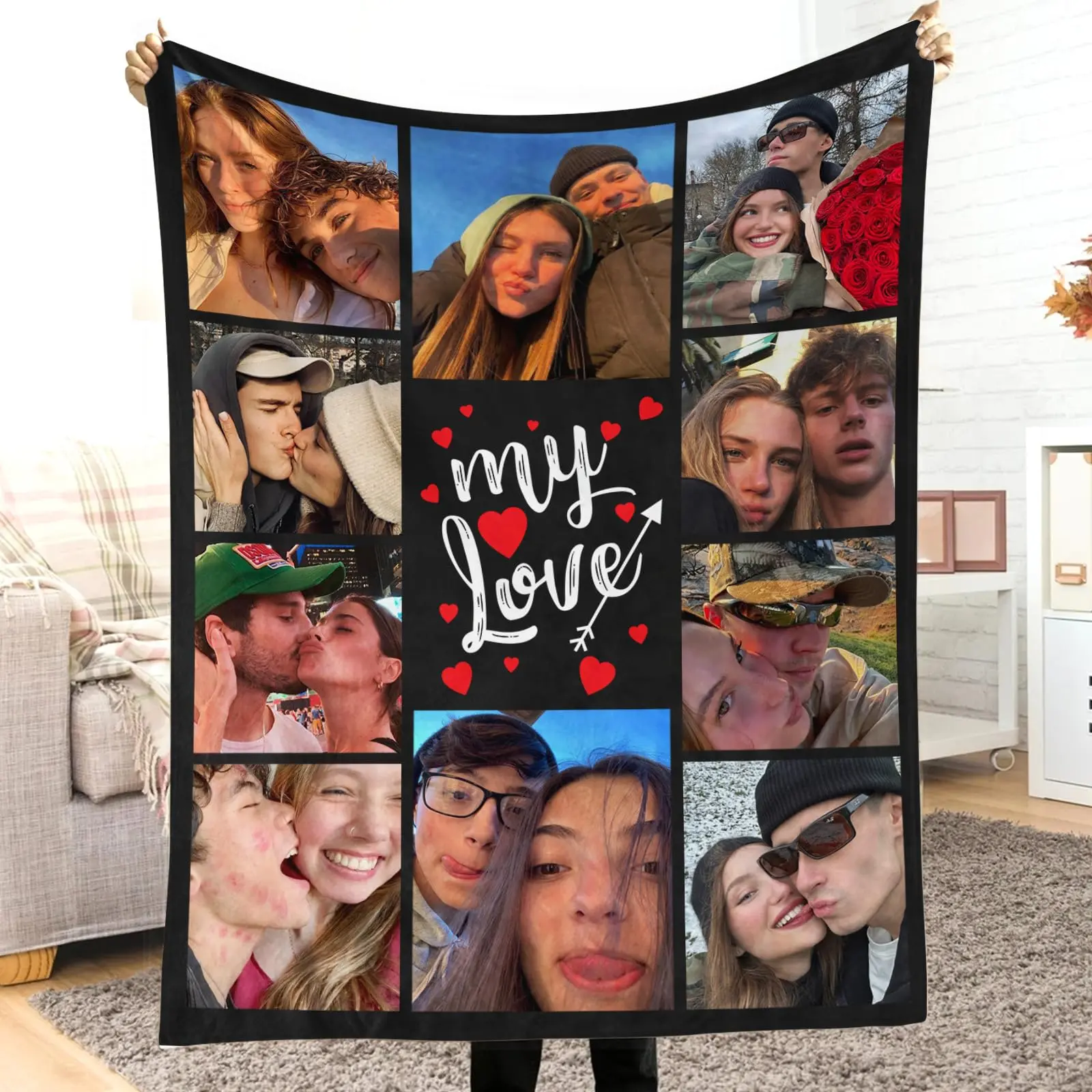Cozy Click "Shop Chat", Send Photos, Custom Photo Couples Blankets, These Personalized Couples Photo Blankets are Made of Soft Flannel, Perfect for Weddings, Mother's Day, Valentine's Day, Birthday Gift, Meaningful Gift