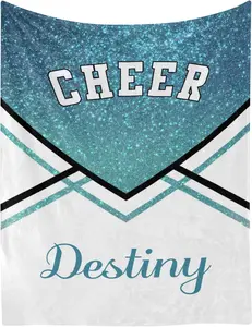 Cheerleader Cheer Print Personalized Blanket with Name Soft Fleece Throw Blankets for Women Men Birthday Wedding Gift 50X60 incha