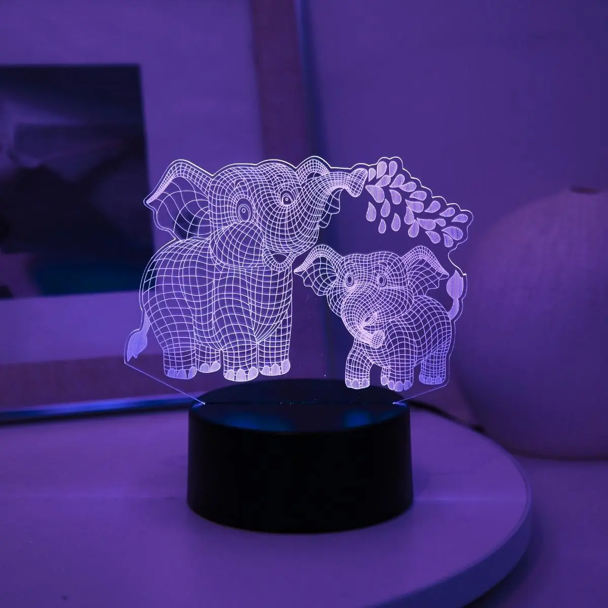 3D Elephant Design Night Light, USB Powered Color Changing LED Lamp, Novelty Lighting for Bedroom, Living Room, Home Decor, Ambient Led Lighting, Creative Led Lighting, Decorative Atmosphere Lamp, Led Light Up