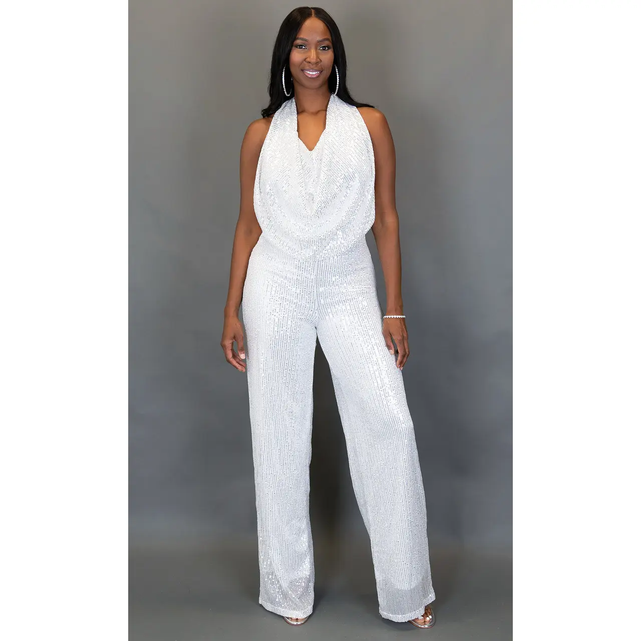 Starry Nights Sequin Jumpsuit - Silver