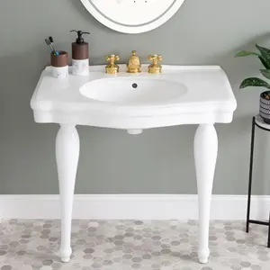 Atwell 34 Inch Console Sink with Porcelain Legs