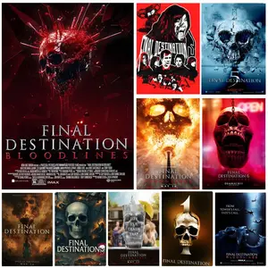 Movie F-Final Destination Poster Self-Adhesive Waterproof Art Sticker, Aesthetic Minimalist Wall Poster for Coffee Shop, Bar & Home Room Decor
