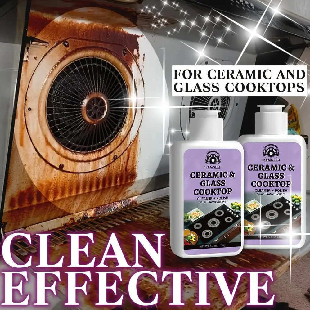 Ceramic Stove Cleaning Kit - Household Cooktop Cleaner, Burnt-on Remover, Ceramic Safe, Gentle Non-irritating Non-pungent Ingredients, No Toxic Residue, Healthy Home Care Supplies, Stove Top Cleaning