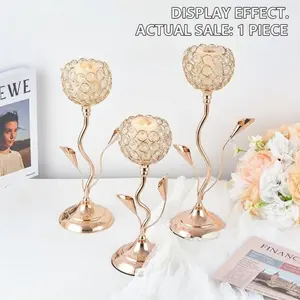 Elegant Metal Crystal Candle Holder, Perfect for Weddings and Parties, Ideal for Table Decor, Home Décor, Living Room and Dining Room, Home Accessories