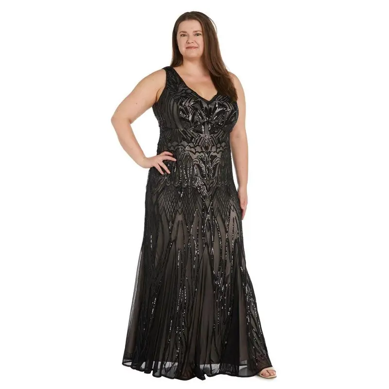 slim fit dress slacks R&M Richards Round Neckline Short Sleeves Pleated Fishtail Skirt Dress