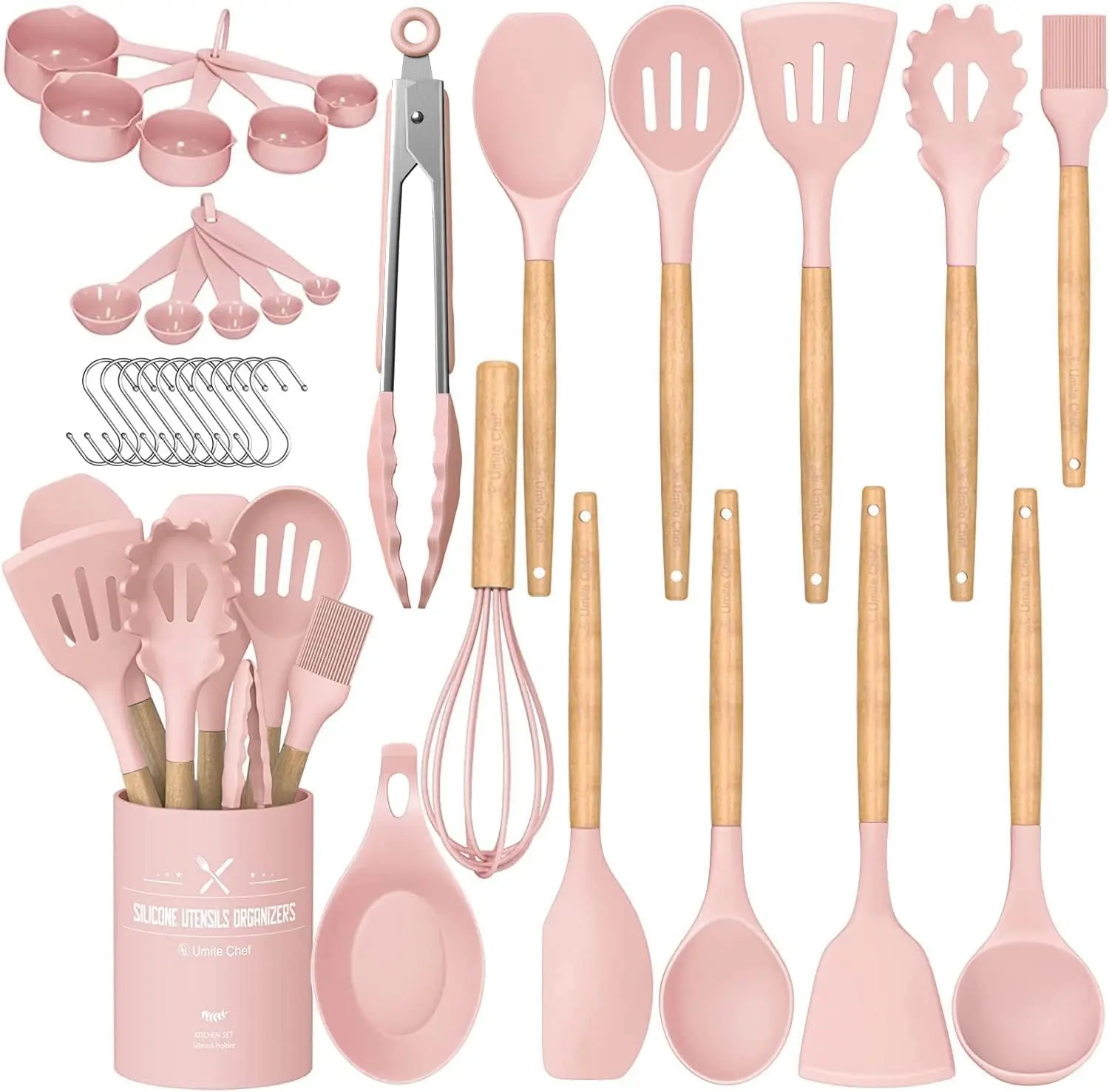 4th of July gift summerwins DealsforYouDays Premium33-Piece Chef Silicone CookingUtensil Set - Heat ResistantSpatula, Cooking Spoon,Whisk Dishwasher Safe Non-Stick Kitchen Gadgets forDaily Use