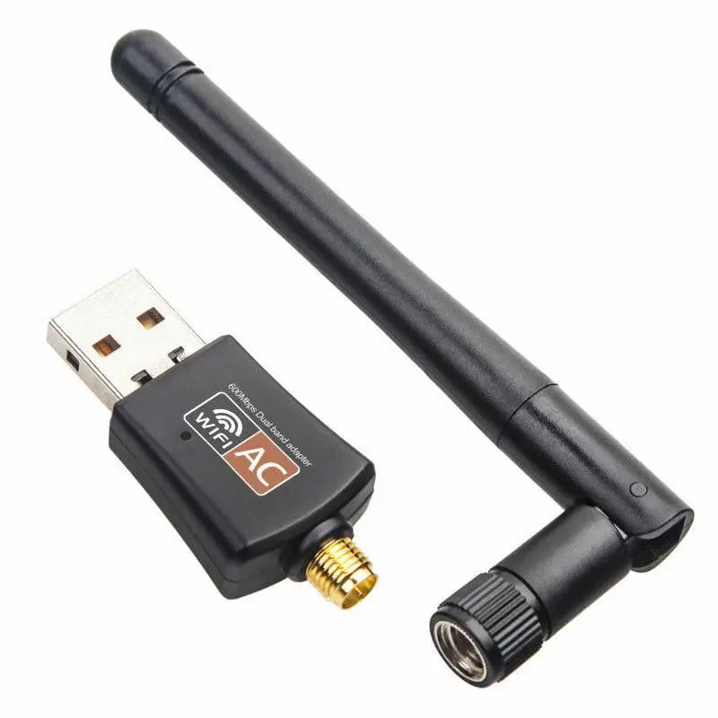 AC600 Dual-Band USB WiFi Adapter with Antenna, 2.4/5GHz Wireless Adapter for Desktop PC, Usb Wifi Adapter For Desktop Pc