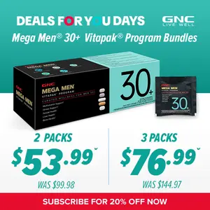 GNC 2-Box Bundle: GNC Mega Men's 30+ Vitapak, 60 day supply, 5-in-1, 30 Count Multivitamin for Stress & Bone Support, Liver Health, Healthcare, Dietary Supplement