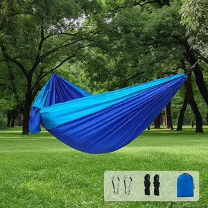 Ultralight Portable Parachute Nylon Double Camping Hammock Anti Roll Heavy Duty 2 Person Hammock for Outdoor Travel Beach Backyard