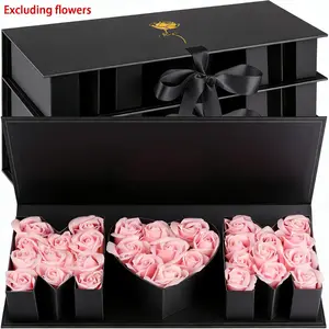 Mom Letter Empty Gift Box, Themed Gift Box Design, Mother's Day Bouquet Packaging Box, Rectangular Cardboard Flip Lid Gift Box with Bow, Suitable for Fresh Flowers DIY Arrangement, Gift Wrapping Box for Mom Birthday Mother's Day, Flowers Not Included