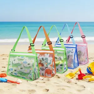 Large Capacity Kids Shell Collecting Net Bag with Zipper, Portable Beach Toy, Durable Multifunctional Swim & Picnic Gear Accessory, Outdoor Storage Bag for All Genders.