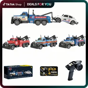 Hotfree 1/64 Mini RC Tow Truck, 2.4GHz Alloy Roadside Rescue Vehicle Model with Movable Crane Hook, App Control & Remote Control Tow Truck, Metal Body, 3-Speed Adjustable, USB-C Rechargeable, Fun Birthday Christmas Gift for Kids Boys