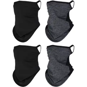 4 Pcs Neck Gaiter with Ear Loops Quick Dry Breathable Ice Silk Bandana Cloth Face Cover for Men Women Winter Non Slip Headwear