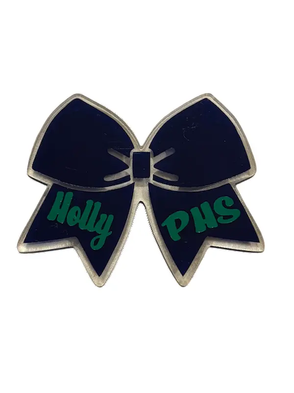 Personalized Cheer Bow Ornament – Custom Cheerleading Christmas Ornament, Name & School Initials