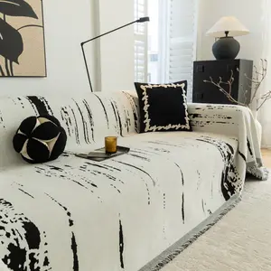 Modern Abstract Ink Painting Sofa Cover, Washable Sofa Slipcover, Fashionable Living Room Protector, Comfortable and Durable, Perfect for Minimalist Home Decor