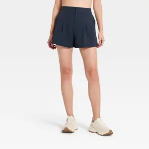Women's Woven High-Rise Pleated Golf Shorts - All In Motion Navy Blue XL
