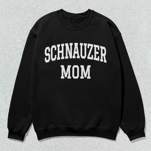 Schnauzer Mom Pullover Sweatshirt, Unisex Casual Collegiate Crewneck, Long Sleeve Graphic Top for Dog Lovers, Tops