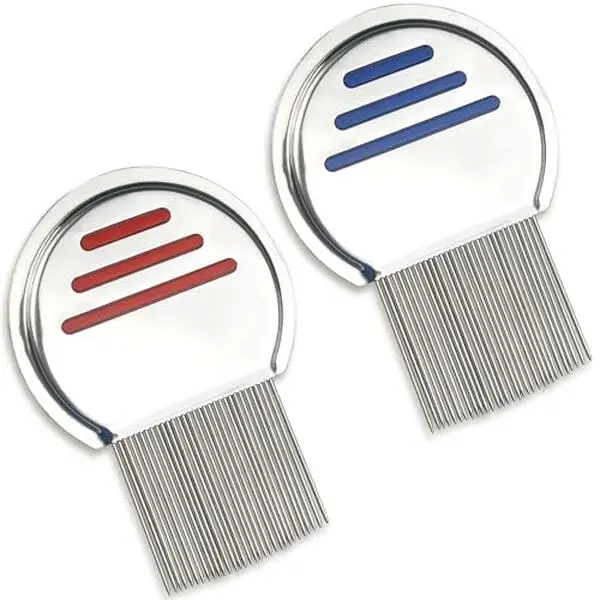 Lice Comb 2-Pack for Irritation-Free Nit Removal, Professional Stainless Steel Haircare Tool with Micro-Grooved Teeth & Anti-Slip Grip Handle for Families