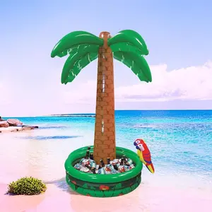 Inflatable Parrot Coconut Tree Ice Bucket, Decorative Party Supplies, Beach Essential, Pool Games, Swimming Game, Inflatable Water Sand Ball