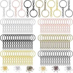 Hotop 360 Pcs Keychain Bulk Key Chain Making Kit Including 90 Keychain Rings with Chain and Open Jump Rings Connectors 180 Small Screw Eye Pins Hooks for Crafts DIY Jewelry Making(25 mm,Mixed Color)
