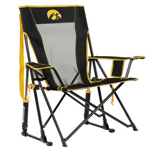 GCI Outdoor Comfort Pro Rocker™ Iowa Hawkeyes - Officially Licensed Collegiate Chair with Taller Backrest & Spring-Action Rocking Technology