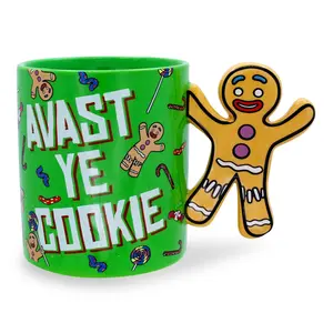 Shrek Gingerbread Man "Avast Ye Cookie" Ceramic Mug With Sculpted Handle