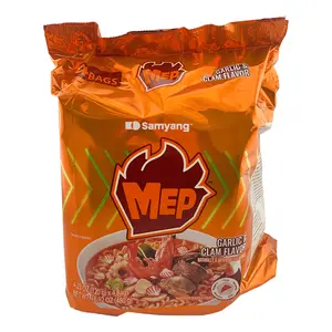 Samyan MEP Ramen 120 g*4 pack - Garlic & Clam, Black Pepper & Beef, Red Pepper & Chicken - Creamy Spicy Instant Noodle Meal