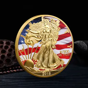 3pcs Souvenir Coin US Statue of Liberty Challenge Coins Painted America Collectible  Fine New Year Gift Exquisite Collection