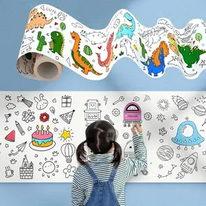 Kids Coloring Paper Roll, Diy Craft Paper for Toddler Wall Art, Adhesive Wall Painting Stickers, Sticker Sheets for Room Decoration, DIY Wallpaper Gift Idea (pens Not Included)