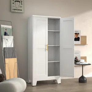 Metal Pantry Cabinet 47" with 2 Doors & 3 Adjustable Shelves, Kitchen Pantry Storage Cabinets for Dining Room, Living Room, Bathroom Furniture Organization storage cabinets drawer dresser  Cupboard Organizer