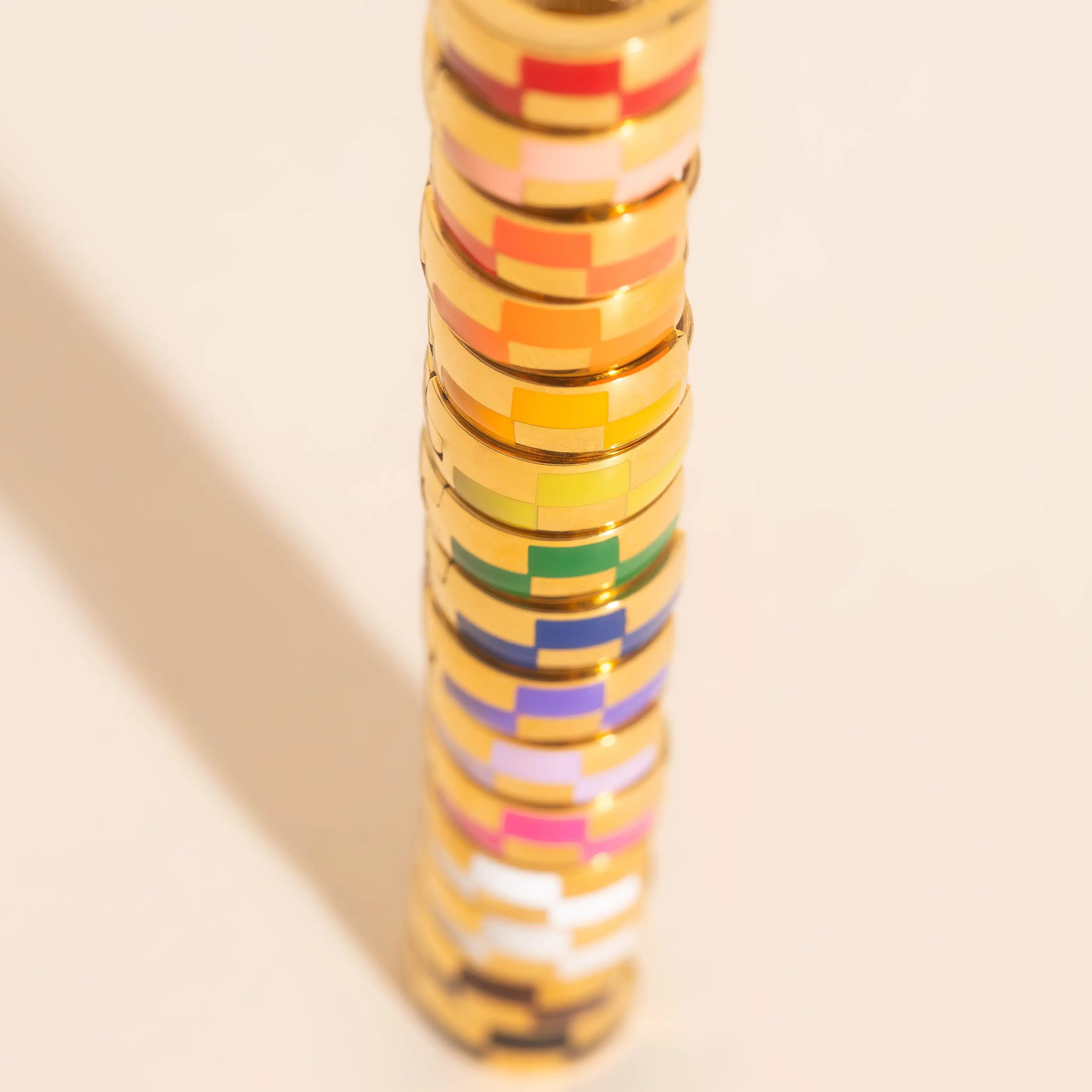 9mm Block Checkered Super Chunky Huggie Hoop Earrings