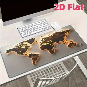 Glowing World Map Extended Mouse Pad, Vintage Earth Geography Desk Mat, Non-Slip Large Gaming Pad for Travel & Adventure Lover Home Office Decor, Desk Accessories
