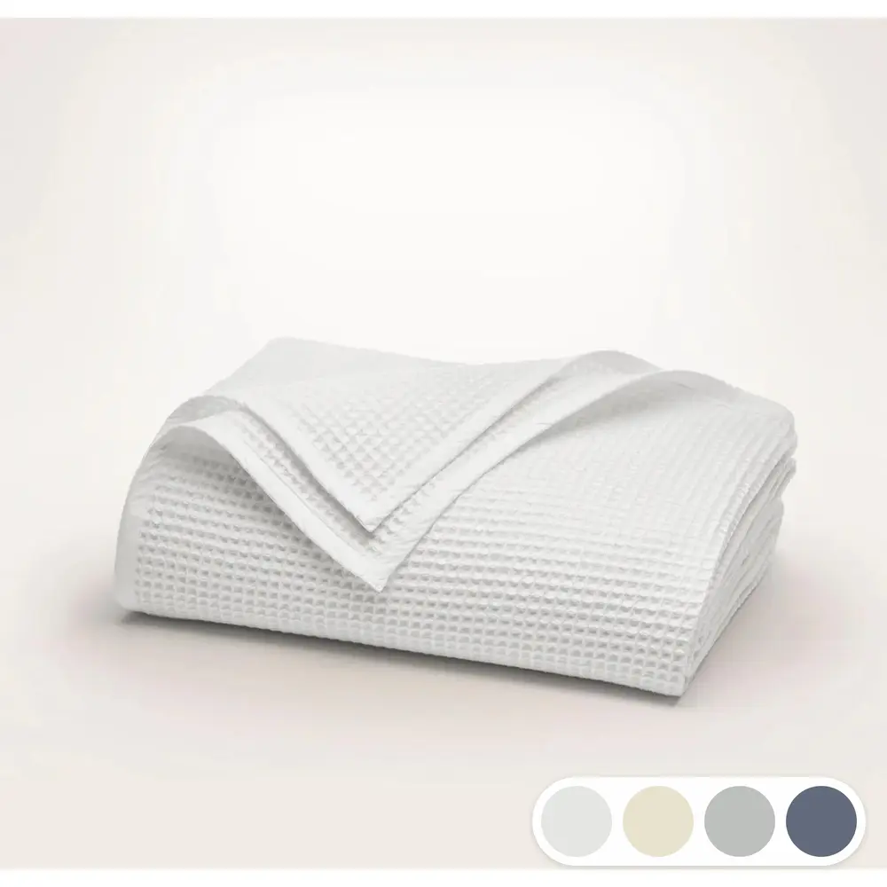 Boll & Branch Waffle Organic Cotton Bed Blanket – Soft Plush Layer (Multiple Sizes)