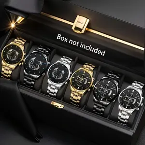 Elegant Men's Watch Set, Zinc Alloy Strap, Round Dial, Quartz Movement, Battery Powered, Ideal Gift for Valentine's Day, Easter, Halloween