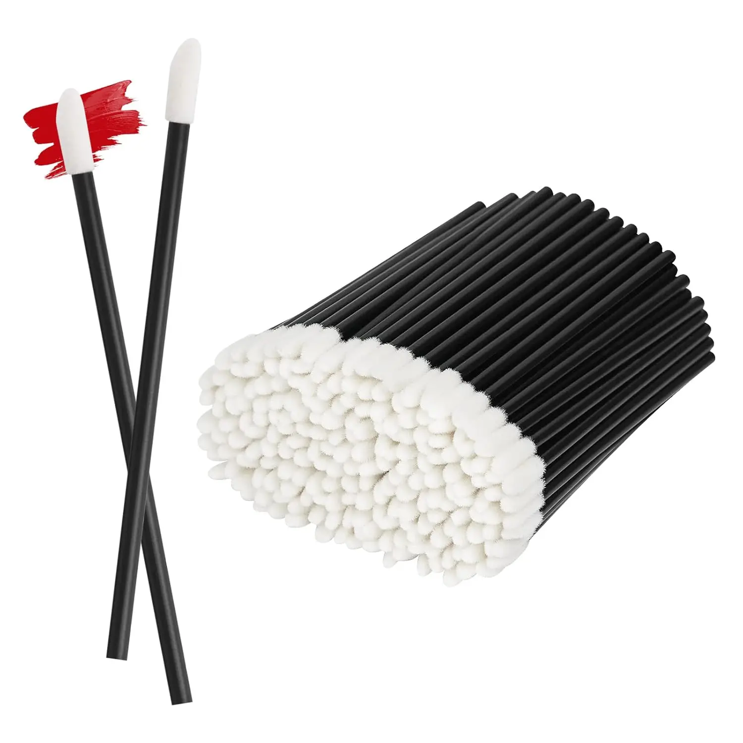 200PCS Disposable Lip Applicators, Black Lip Gloss Wands for Lipstick and Makeup Application, Hygienic Beauty Tools