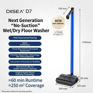 DIISEA D7 Hands-Free Washer | Water-Powered No-Suction Clean | 1/15 Residue Instant Dry Streak-Free | 3-Way Separation No Odor | IPX6 Rinse-Clean | 8cm Flat Recline | 3kg Light Push | 55dB Quiet | 60min Runtime | Tangle-Free