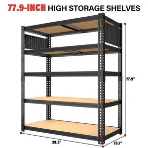 Heavy Duty Metal Garage Shelving Rack - 2000lbs Capacity, 4/5/6-Tier Adjustable Steel Shelves, 60"/72"/84" Height, Easy Installation, Industrial Home Organizer for Storage Rooms