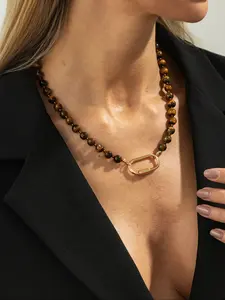 Bohemian Geometric Irregular Beaded Necklace, Fashionable Elegant Daily Party Jewelry, Versatile Women's Gift Pendant, Modern Versatile Accessories