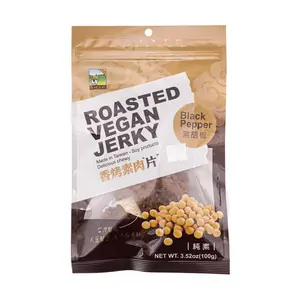 JHZJ Taiwan Black Pepper Flavored Roasted Vegetarian Jerky Strips - Savory Plant-Based Snack, 100g