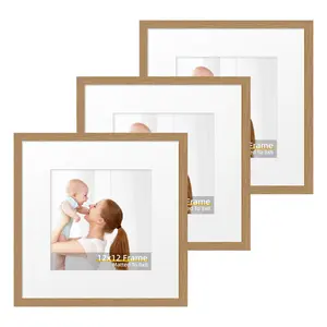 12x12/8x8 Wood Grain Wooden Frame High Quality MDF Material Elegant Photo Display Minimalist Design Wall Mount Frame Picture Frame Set Perfect for Home and Office Decor Customer, Living Room, Office, Cafe Decorations
