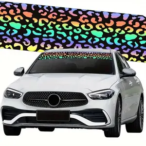 Laser Leopard Print Car Sticker, Personalized Creative Waterproof Vinyl Decals, Graphic Decal, Suitable for Cars, Trucks, SUV Front Windshield, Can Be Used As Car Modification Decoration, Automobile Decals, Multipurpose Car Decal