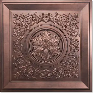 12-Pack 24"x24"  Drop Ceiling Tiles,  Glue up Ceiling Panels, Antique Copper