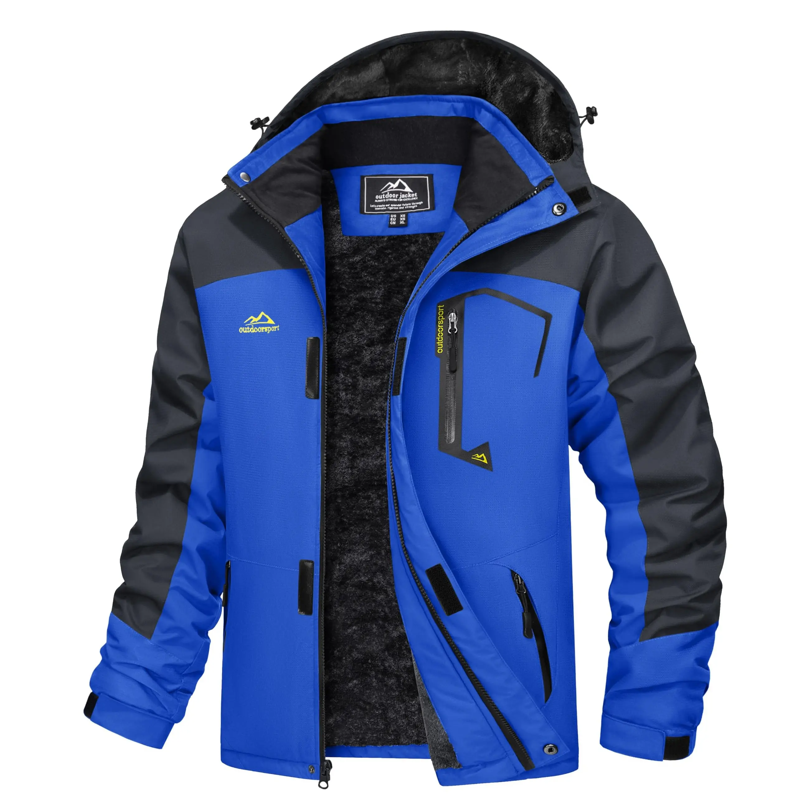 MAGCOMSEN Men‘s Winter Jacket Water Resistant Fleece Lined Coats Insulated Thermal Skiing Snowboard Jacket Parka Raincoat with Hood