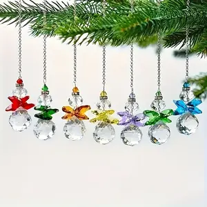 7 Piece Crystal Angel Sun Pendant Set, Rainbow Hanging Decorations for Home Garden Christmas Tree Decoration Hanging Ornaments