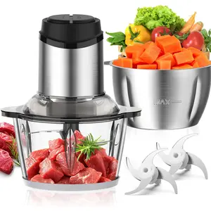 Processor, Meat  Vegetable  for Home Use,  Small   with 2 Bowls(8 Cup) & 2 Bi-Level . 350W Electric Meat  for Onion,  , Garlic, Nuts, Fruit